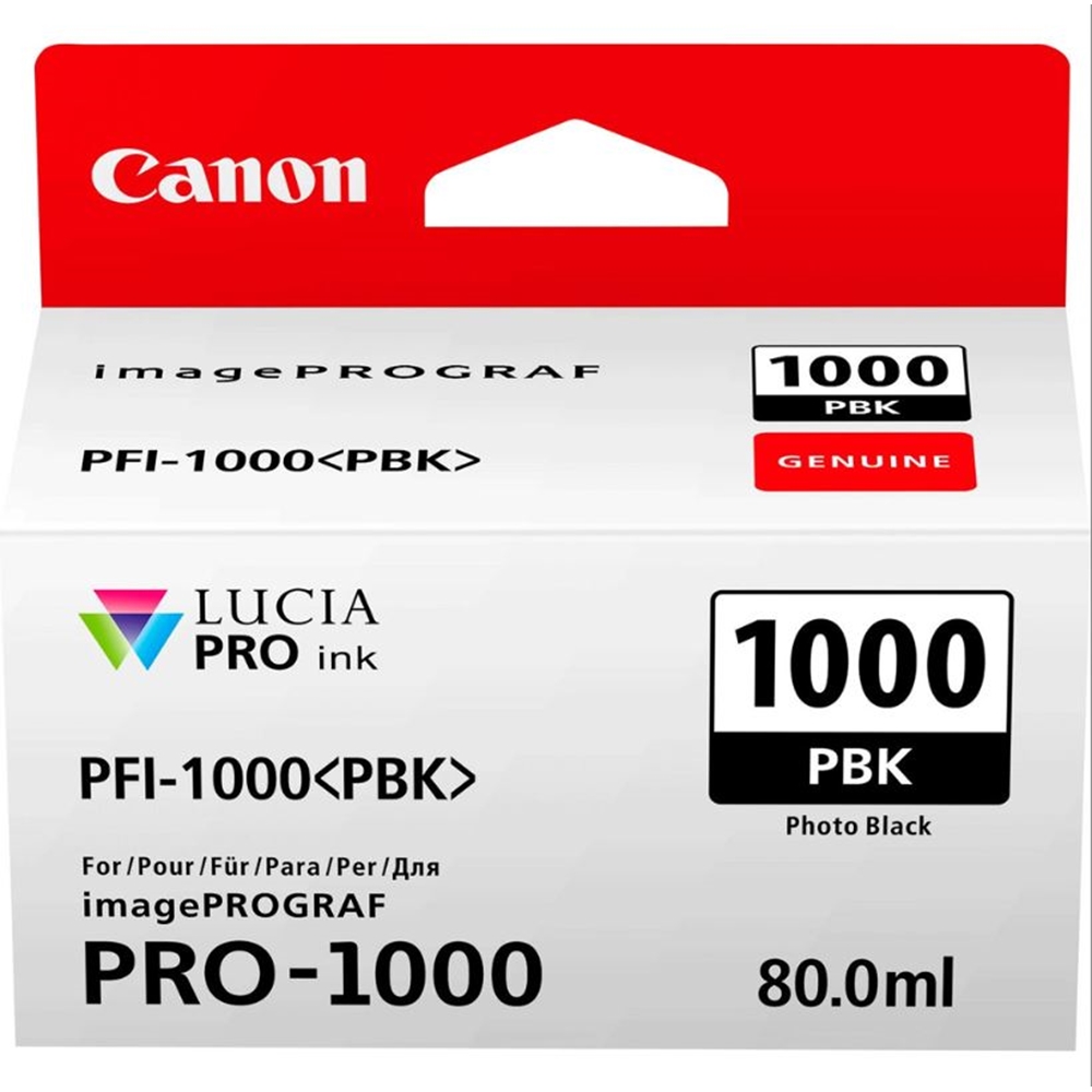 Canon PFI-1000 PBK (Photo Black) Fotoğraf Siyah A2 Yazıcı Orijinal Mürekkep Kartuş 80 ml. (0546C001)