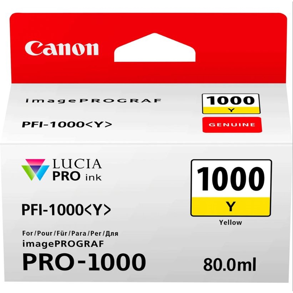 Canon PFI-1000 Y (Yellow) Sarı A2 Yazıcı Orijinal Mürekkep Kartuş 80 ml. (0549C001)