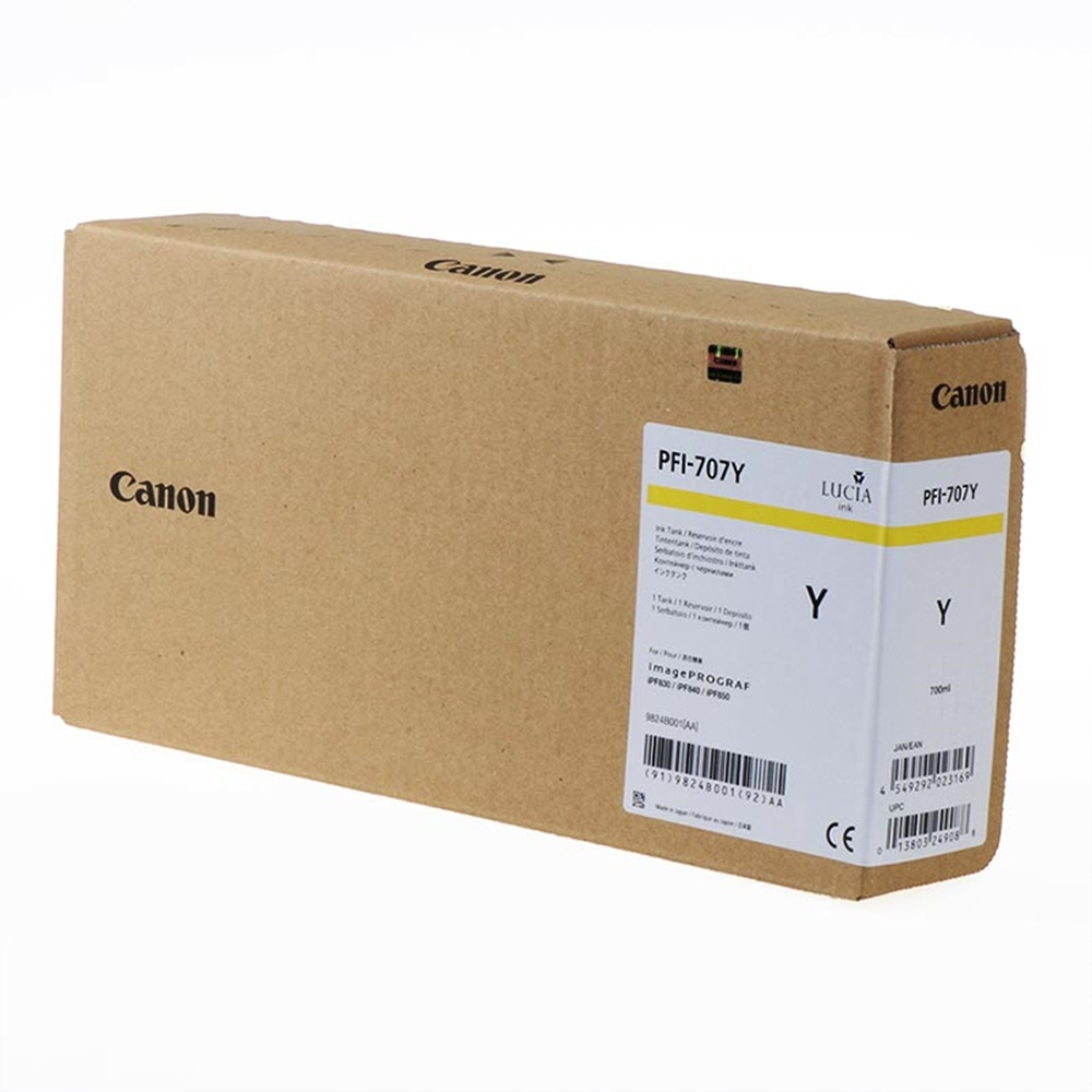 Canon PFI-707 Y (Yellow) Sarı Plotter Orijinal Mürekkep Kartuş 700 ml. (9824B001)