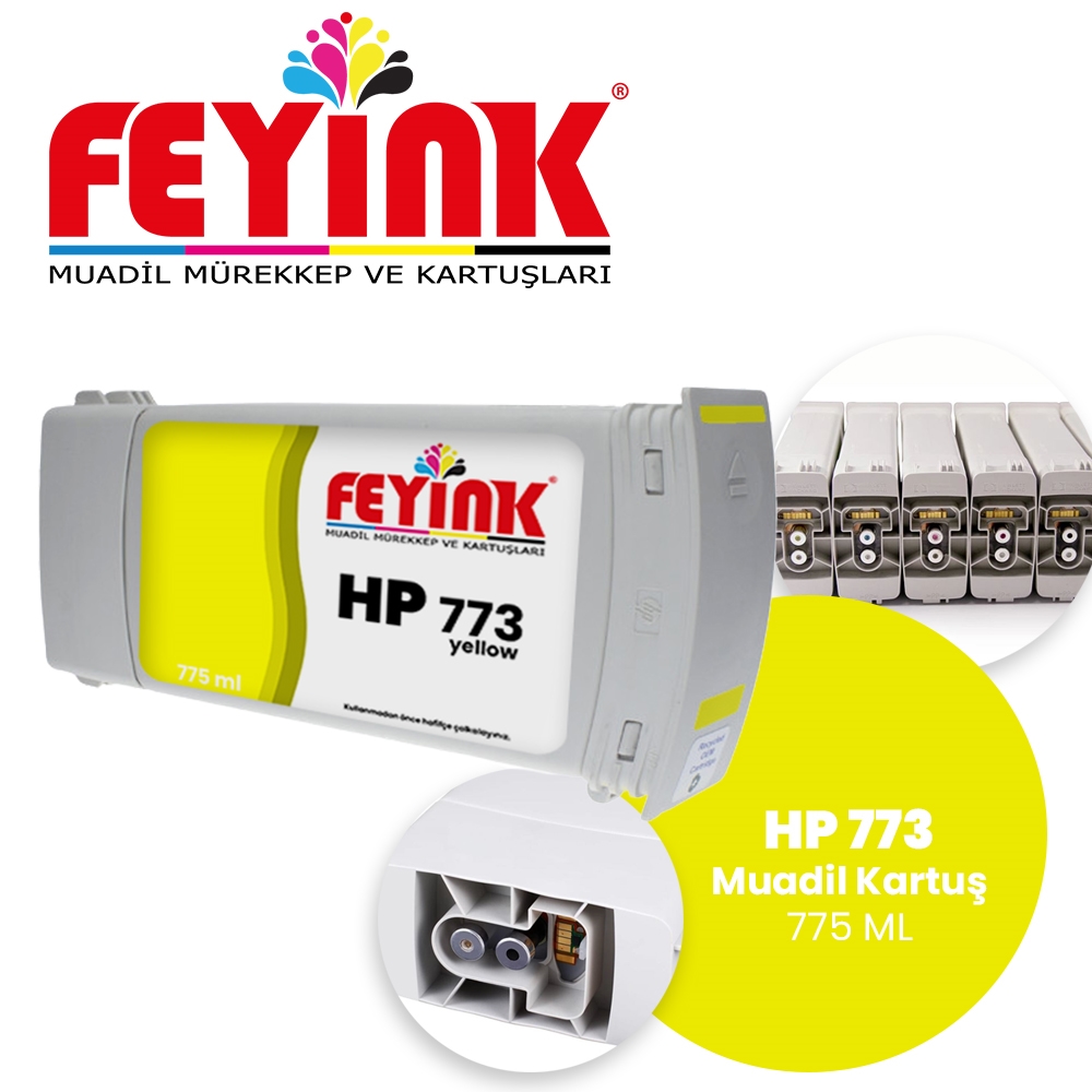 Feyink® HP 773 Yellow (Y) Feyink Muadil Kartuş 775ml Designjet Z6600/Z6800