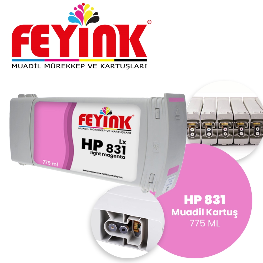 Feyink® Hp Latex 831C Light Magenta (LM) Orijinal Mürekkep Dolumlu Feyink Kartuş 775ml