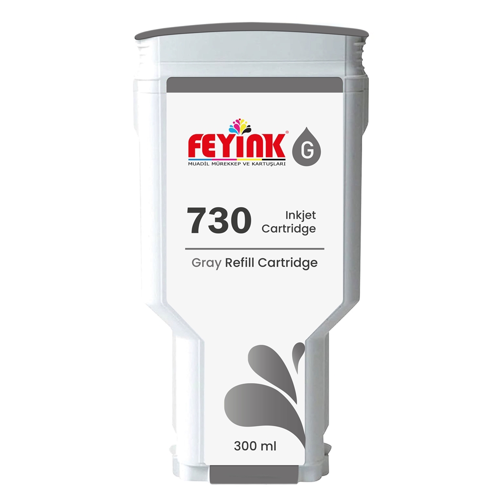 Feyink® HP 730 Gray (G) Orijinal Mürekkep Dolumlu Feyink Kartuş 300 ml Gri