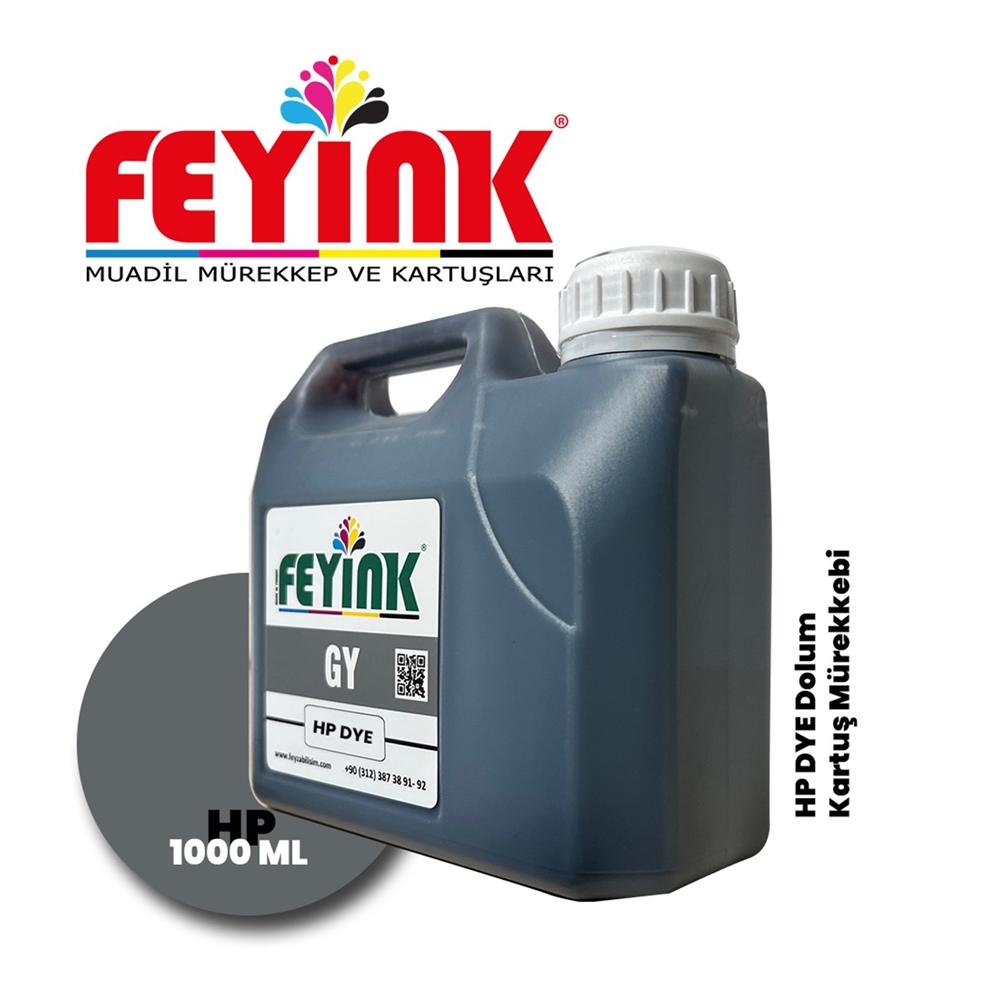 Feyink® Hp Vivera T Serisi Plotter DYE Kartuş Dolum Mürekkebi T610/T770/T790/T795/T920/T2300/G Gray