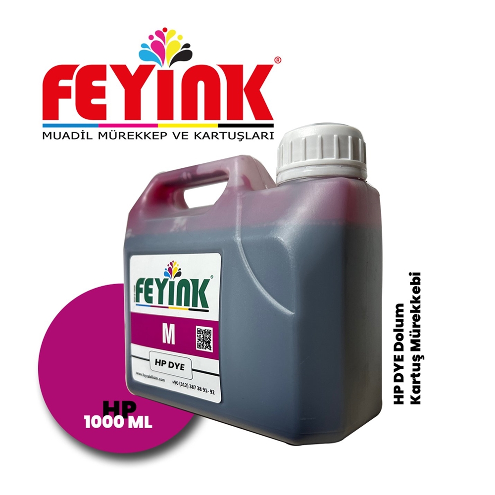 Feyink®Hp Vivera T Plotter DYE Kartuş Dolum Mürekkebi T610/T770/T790/T795/T920/T2300/M Magenta1000ml