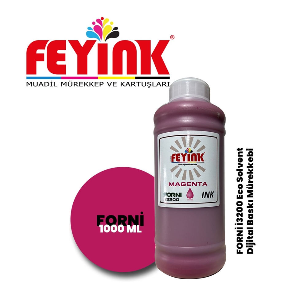 Feyink® Forni Ecosolvent Dijital Baskı Mürekkebi Epson İ3200 Kafa Uyumlu Magenta (Kırmızı) -1000ml-