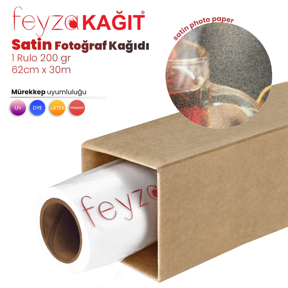 Feyza Kağıt® Microporous (Satin) Yarı Mat Fotoğraf Kağıdı Waterprof 200gr 62cm x30mt (1 Rulo)