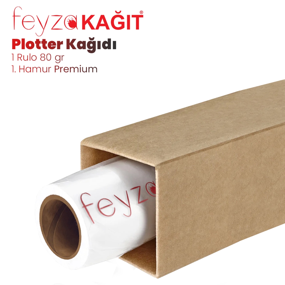 Feyza Kağıt 1.Hamur Premium Opak 80 gr Plotter (Çizim) Kağıdı 62cm x 100mt (1 Rulo)