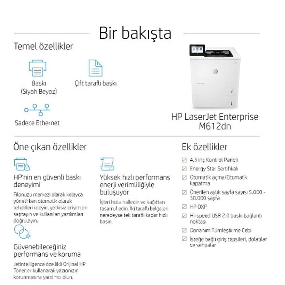 HP LaserJet Enterprise M612dn Yazıcı