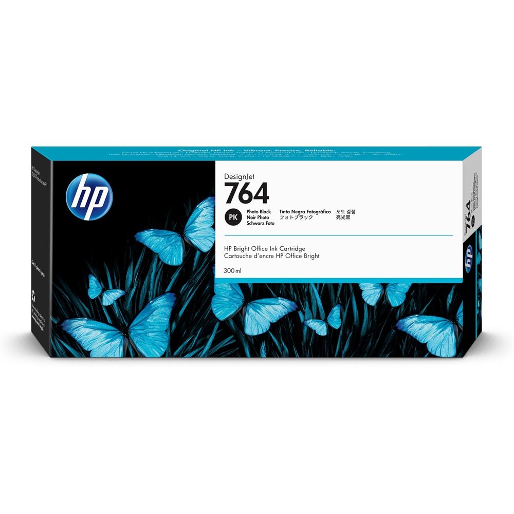 HP 764 Photo Black 300 ml. Fotoğraf Siyahı Orjinal Plotter Designjet Mürekkep Kartuşu (C1Q17A)