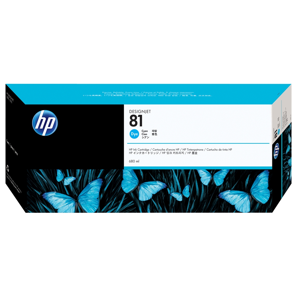 HP 81 Cyan 680 ml. Dye Mavi Orijinal Plotter Designjet Mürekkep Kartuşu (C4931A)