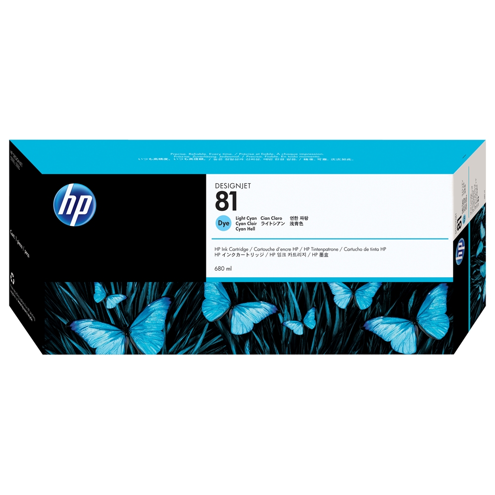 HP 81 Light Cyan 680 ml. Dye Açık Mavi Orijinal Plotter Designjet Mürekkep Kartuşu (C4934A)