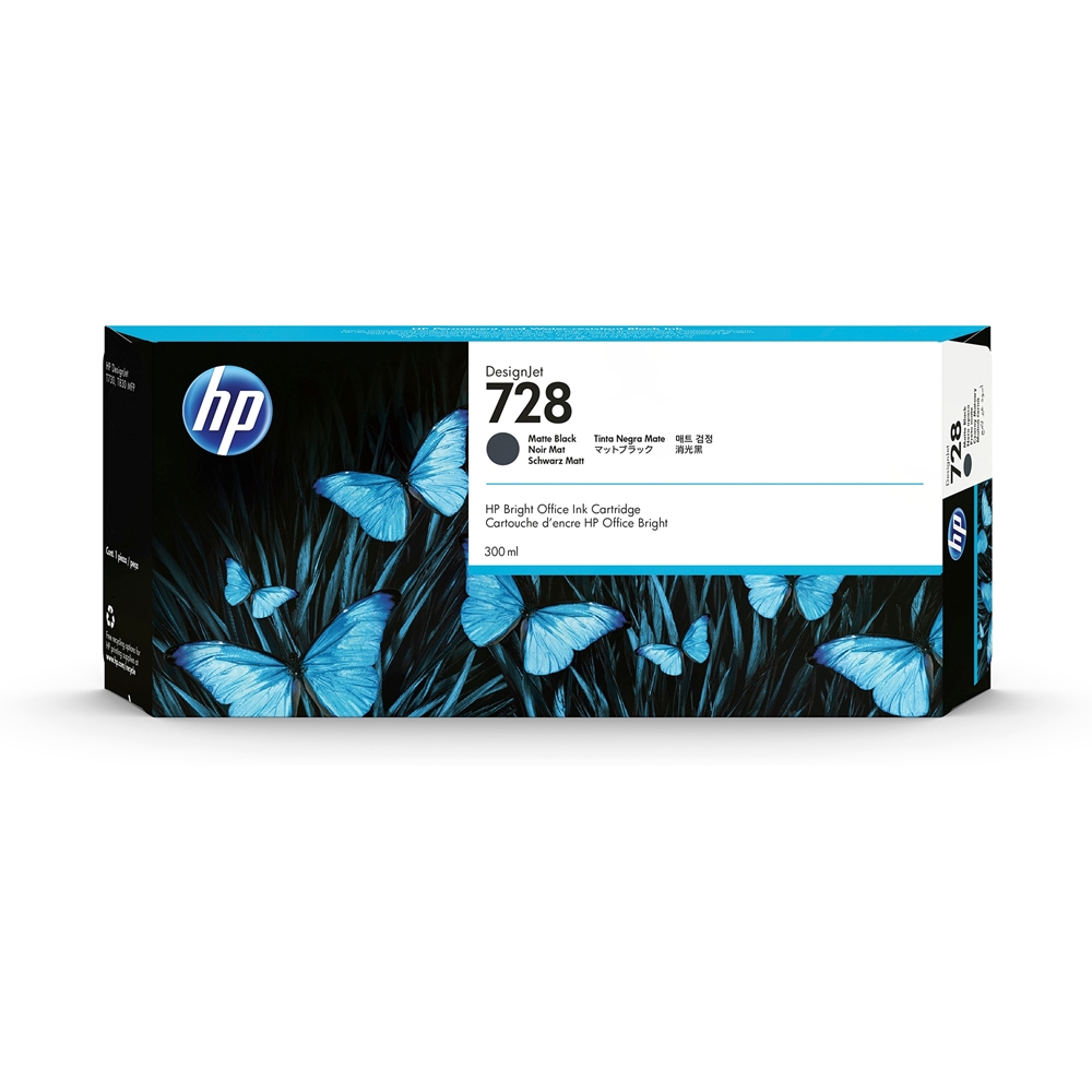 HP 728 Matt Black 300 ml. Mat Siyah Orijinal Plotter Designjet Mürekkep Kartuşu (F9J68A)