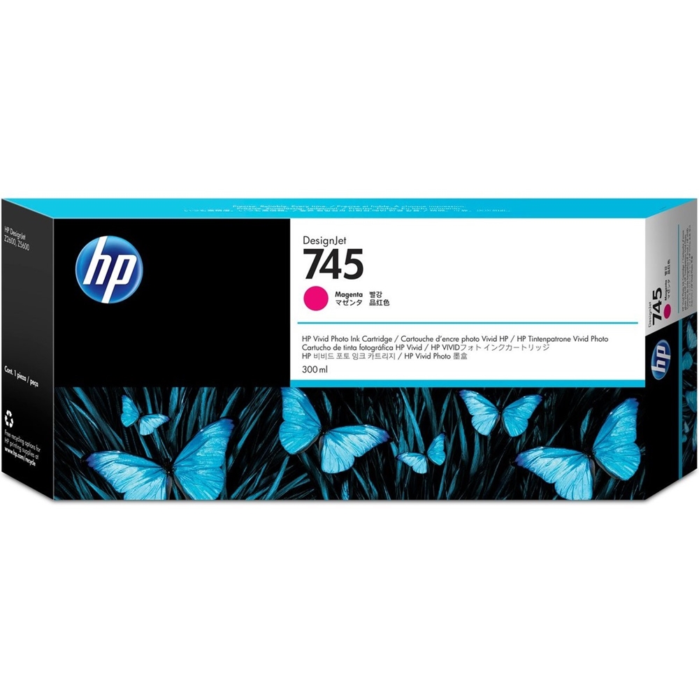 HP 745 Magenta 300 ml. Kırmızı Orijinal Plotter Designjet Mürekkep Kartuşu (F9K01A)