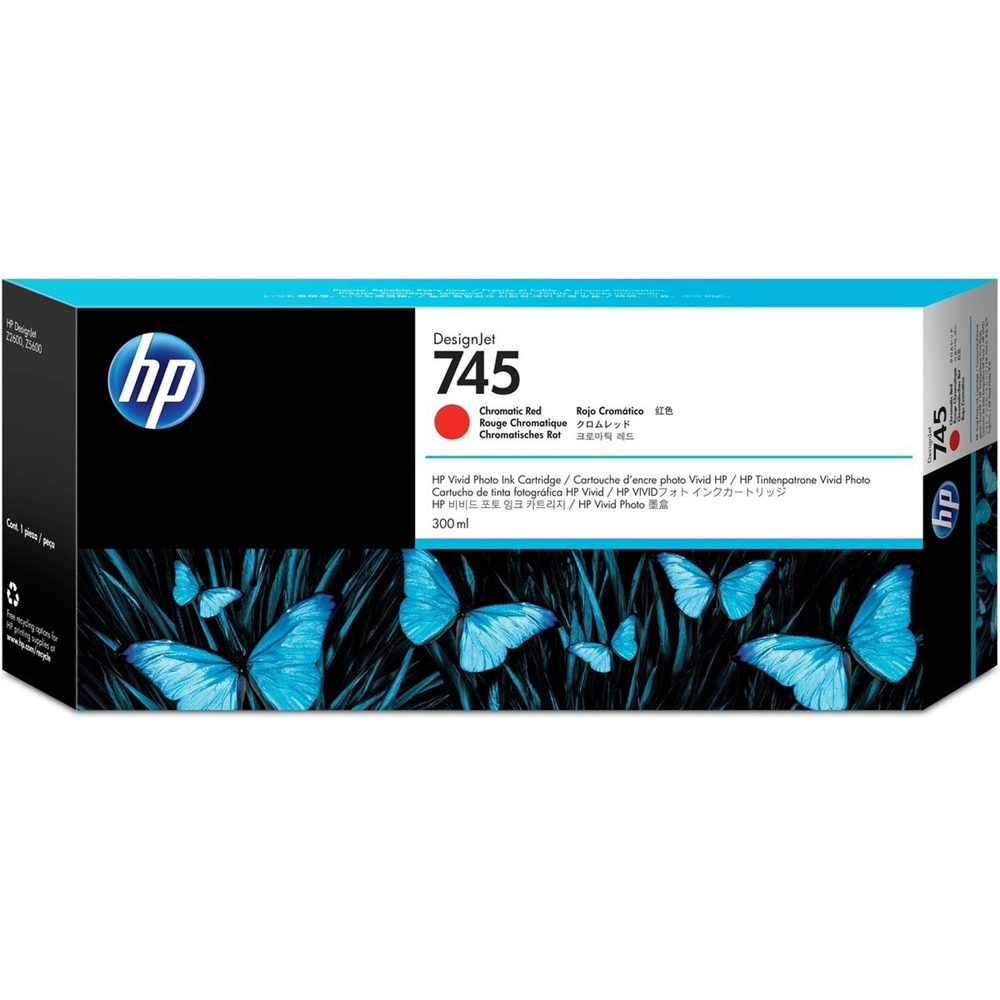 HP 745 Chromatic Red 300 ml. Kromatik Kırmızı Orijinal Plotter Designjet Mürekkep Kartuşu (F9K06A)