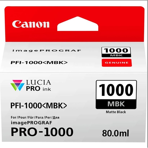 Canon PFI-1000 MBK (Matt Black) Mat Siyah A2 Yazıcı Orijinal Mürekkep Kartuş 80 ml. (0545C001)