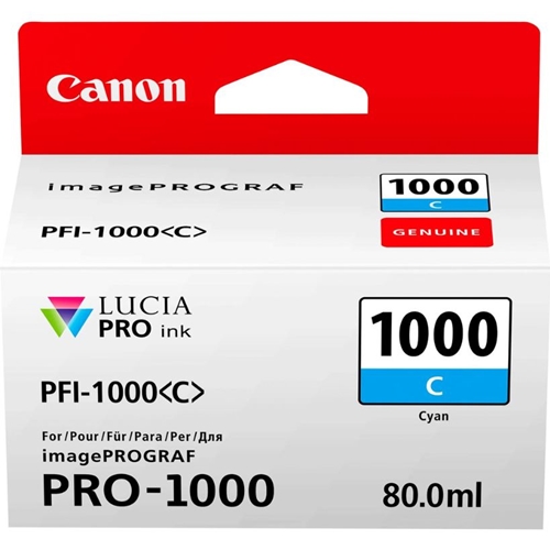 Canon PFI-1000 C (Cyan) Mavi A2 Yazıcı Orijinal Mürekkep Kartuş 80 ml. (0547C001)