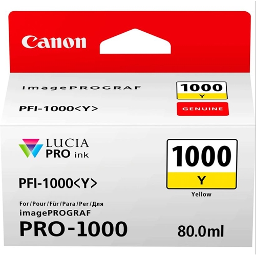 Canon PFI-1000 Y (Yellow) Sarı A2 Yazıcı Orijinal Mürekkep Kartuş 80 ml. (0549C001)