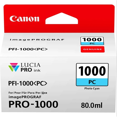 Canon PFI-1000 PC (Photo Cyan) Fotoğraf Mavi A2 Yazıcı Orijinal Mürekkep Kartuş 80 ml. (0550C001)