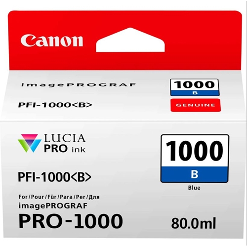 Canon PFI-1000 B (Blue) Mavi A2 Yazıcı Orijinal Mürekkep Kartuş 80 ml. (0555C001)