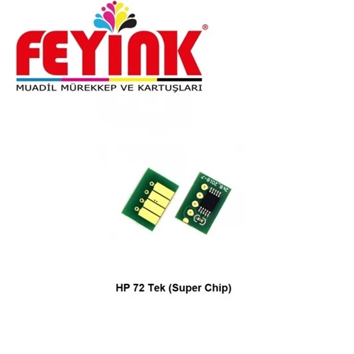 Feyink® Hp 72 Tüm Rekleri Resetleyebilen TEK ÇİP (Süper Çip) (G-PK-MK-Y-M-C) T610/T770/T790/T795/T13