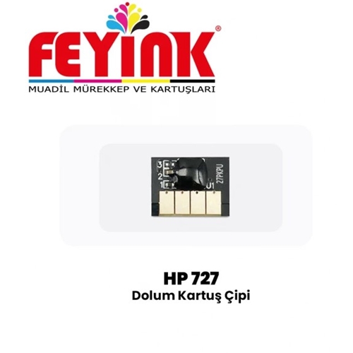 Feyink® Hp 727 (C1Q12A)-( B3P22A) Matt Black (MK) Çip 300ml T920/T930/T1500/T2500/T2530 Chip