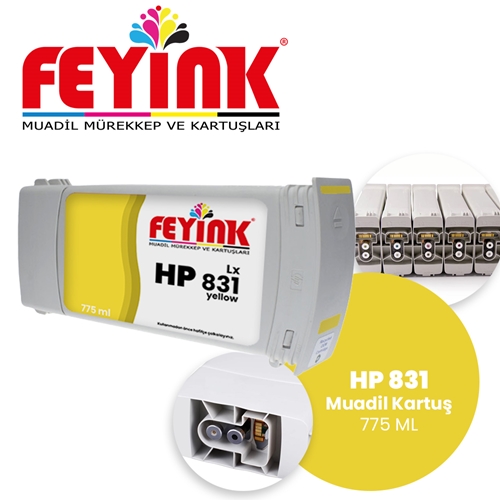 Feyink® Hp Latex 831C Yellow (Y) Orijinal Mürekkep Dolumlu Feyink Kartuş 775ml 315/330/335/360/365