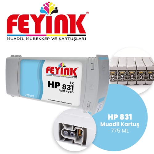 Feyink® Hp Latex 831C Light Cyan (LC) Orijinal Mürekkep Dolumlu Feyink Kartuş 775ml 315/330/335/360