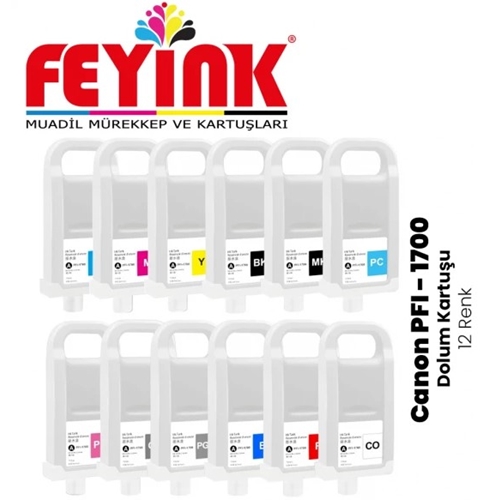 Feyink® Pro-4000-4100-6000-6100 PFI-1700 Kolay Dolabilen Dolum Kartuşu Çipli 12 Renk