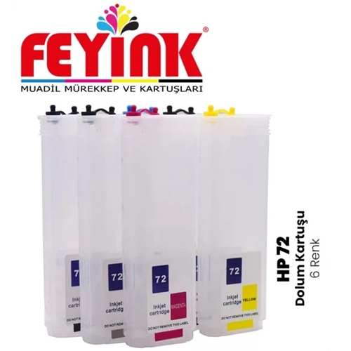 Feyink® T Serisi 72 Kolay Dolabilen Dolum Kartuşu Süper Çipli 6 Renk T610/T770/T790/T795/T1300/T2300