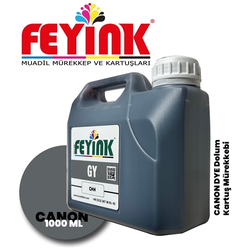 Feyink® Canon Pro Serisi Plotter DYE Kartuş Dolum Mürekkebi PFI-1300 PFI-1700 GY (Gray) -1000ml-