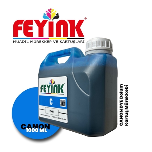 Feyink® Canon Pro Serisi Plotter DYE Kartuş Dolum Mürekkebi PFI-1300 PFI-1700 C (Cyan) -1000ml-