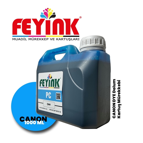 Feyink® Canon Pro Serisi Plotter DYE Kartuş Dolum Mürekkebi PFI-1300 PFI-1700 PC (Photo Cyan) -1000m