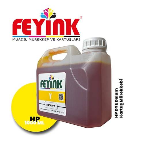 Feyink® Hp Vivera T Plotter DYE Kartuş Dolum Mürekkebi T610/T770/T790/T795/T920/T2300 Y Yellow1000ml