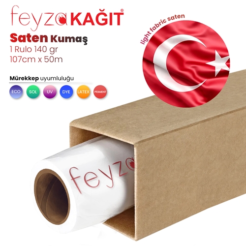 Feyza Kağıt® Light Fabric Saten Kumaş Bayrak Bezi 140gr Pigment Dye (140) 107cmx 50mt (1 Rulo)