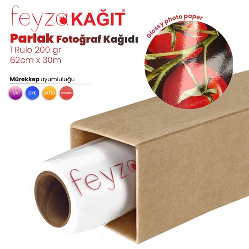 Feyza Kağıt® Microporous (Glossy) Parlak Fotoğraf Kağıdı Waterprof 200gr 62cm x30mt (1 Rulo)