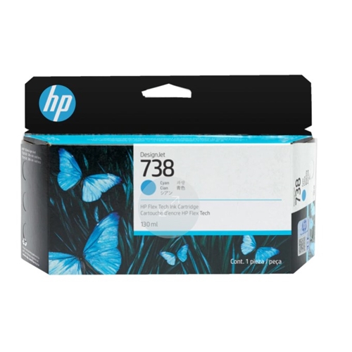 HP 738 Cyan 130 ml. Camgöbeği DesignJet Orijinal Mürekkep Kartuşu (498N5A)