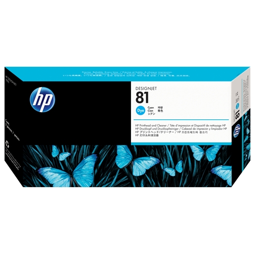 HP 81 Cyan (Mavi) Baskı Kafası Orijnal Plotter Designjet Printhead and Cleaner (C4951A)