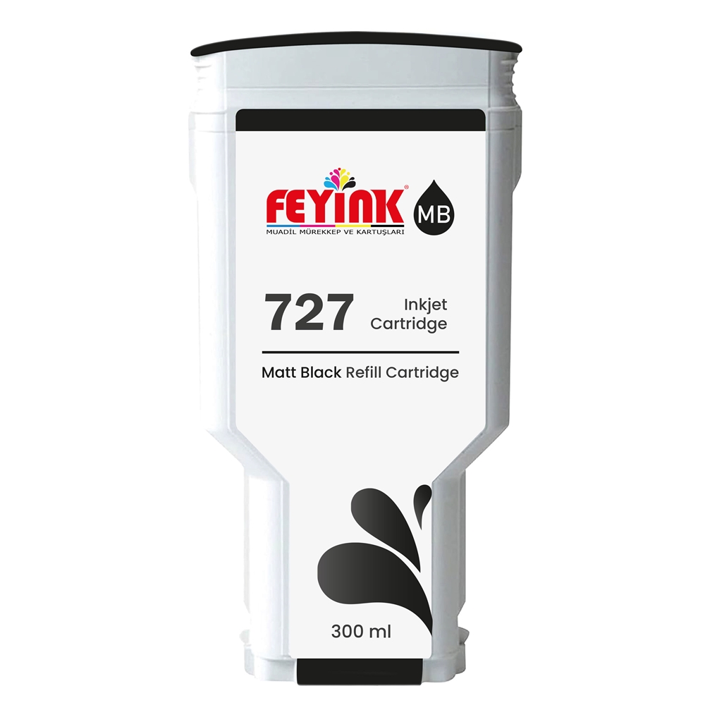 Feyink® HP 727 Matt Black (MK) Orijinal Mürekkep Dolumlu Feyink Kartuş 300 ml Mat Siyah