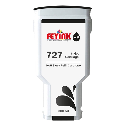 Feyink® HP 727 Matt Black (MK) Orijinal Mürekkep Dolumlu Feyink Kartuş 300 ml Mat Siyah