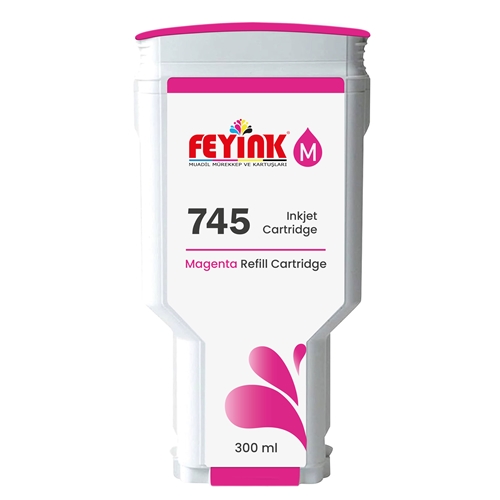 Feyink® HP 745 Magenta (M) Orijinal Mürekkep Dolumlu Feyink Kartuş 300 ml Kırmızı