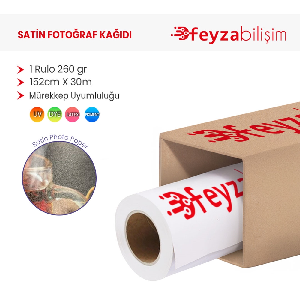 PlotterSarf® Microporous (Satin) Yarı Mat Fotoğraf Kağıdı Waterprof 260gr 152cm x30mt (1 Rulo)
