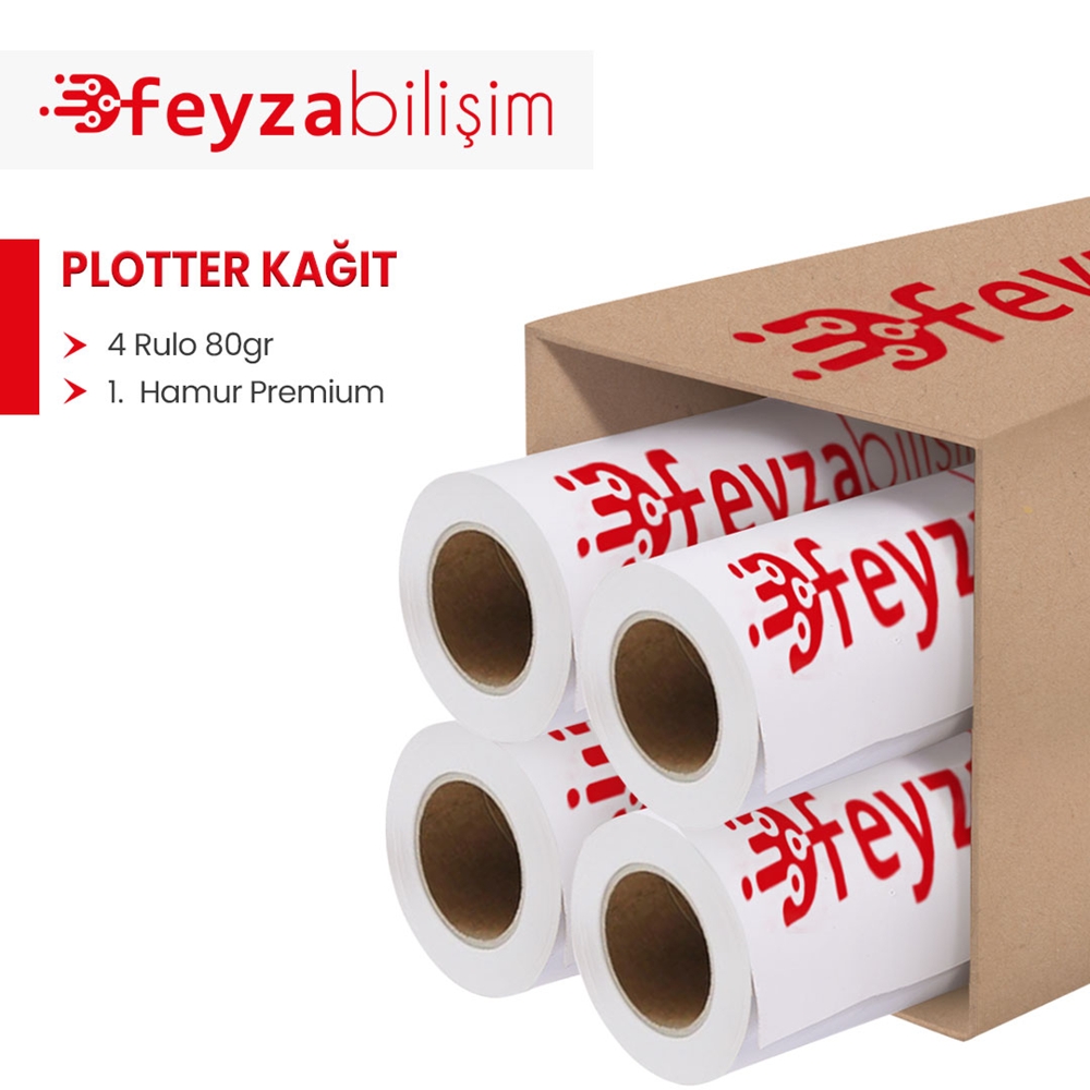 PlotterSarf® 1.Hamur Premium Opak 80gr Plankopya Ozalit (Çizim) Kağıdı 62cm x 175mt (4 Rulo)