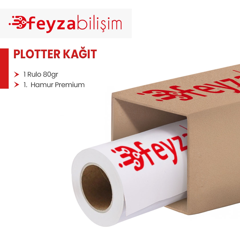 PlotterSarf® 1.Hamur Premium Opak 80 gr Plotter (Çizim) Kağıdı 75cm x 50mt (1 Rulo)