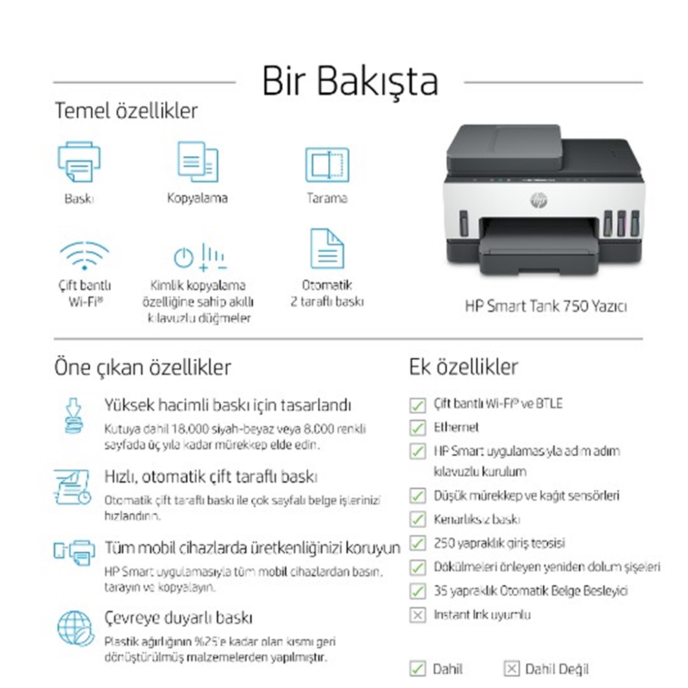 HP Smart Tank 750 All-in-One Yazıcı